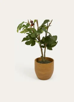 ARBUSTE DANS POT EFFET USÉ BEIGE/VERT/FIGUE