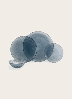 ASSIETTE A DESSERT EN VERRE BLEU NUAGE