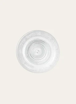 ASSIETTE DE PRÉSENTATION EN VERRE À MOTIFS GRAVÉS TRANSPARENT