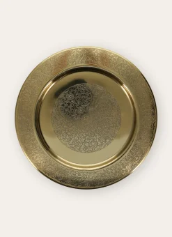 ASSIETTE DE PRÉSENTATION ORIENTALE EN MÉTAL DORE