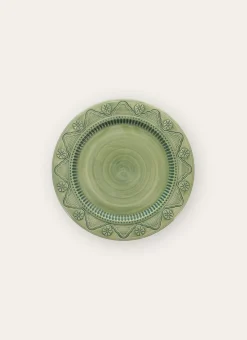 ASSIETTE À DESSERT EN GRÈS PEINTE À LA MAIN LEGEND vert