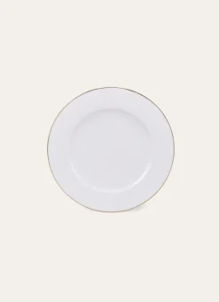 ASSIETTE À DESSERT EN PORCELAINE AVEC LISERÉ DORÉ BLANC