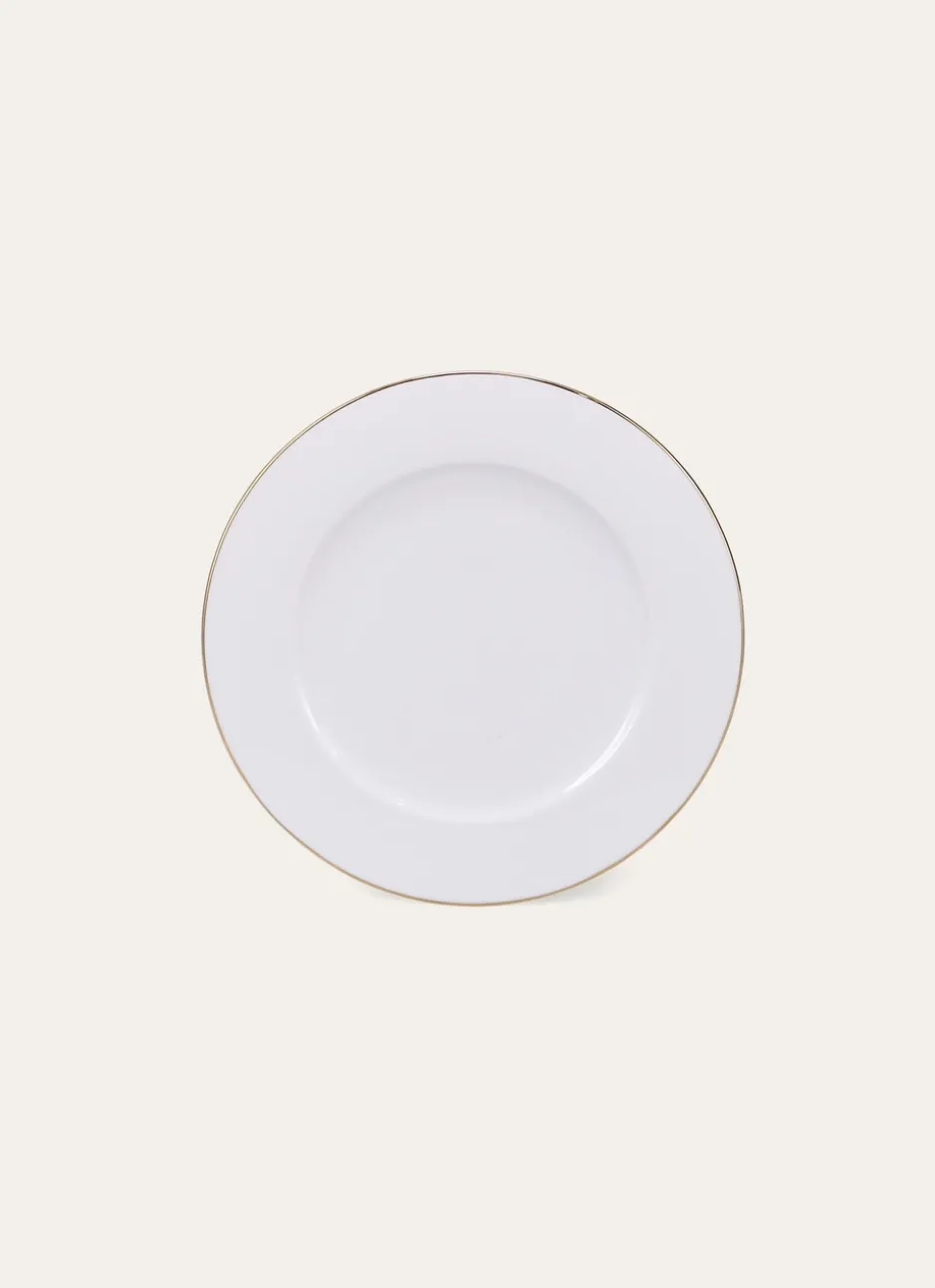 ASSIETTE À DESSERT EN PORCELAINE AVEC LISERÉ DORÉ BLANC