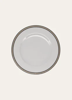 ASSIETTE À DESSERT EN PORCELAINE ART DÉCO NOIR/DORÉ