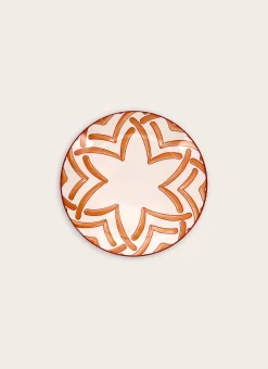 ASSIETTE À DESSERT EN PORCELAINE MOTIF ARABESQUE MOUTARDE