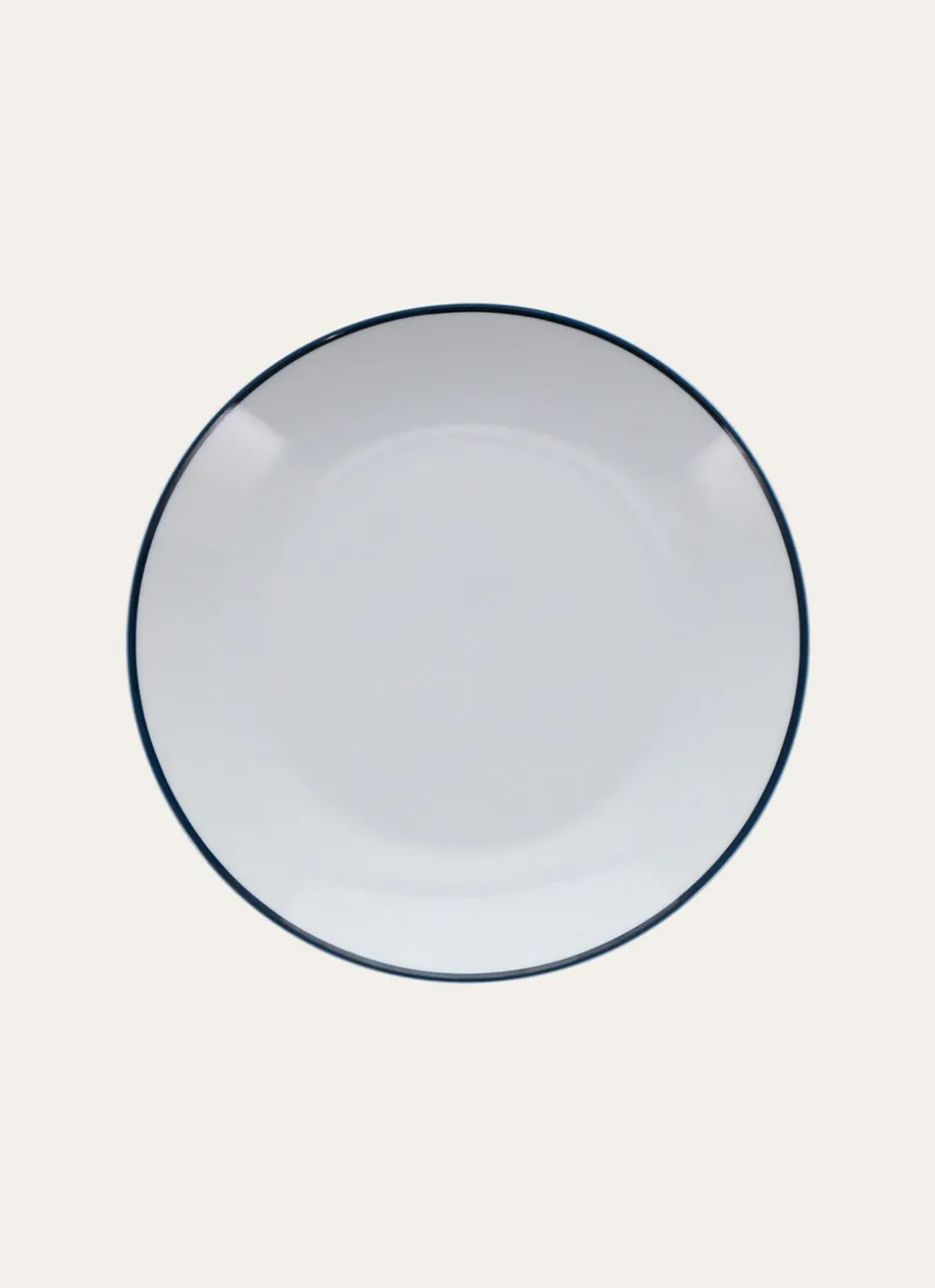 ASSIETTE DESSERT RAYURE TRANSAT BLANC / MARINE