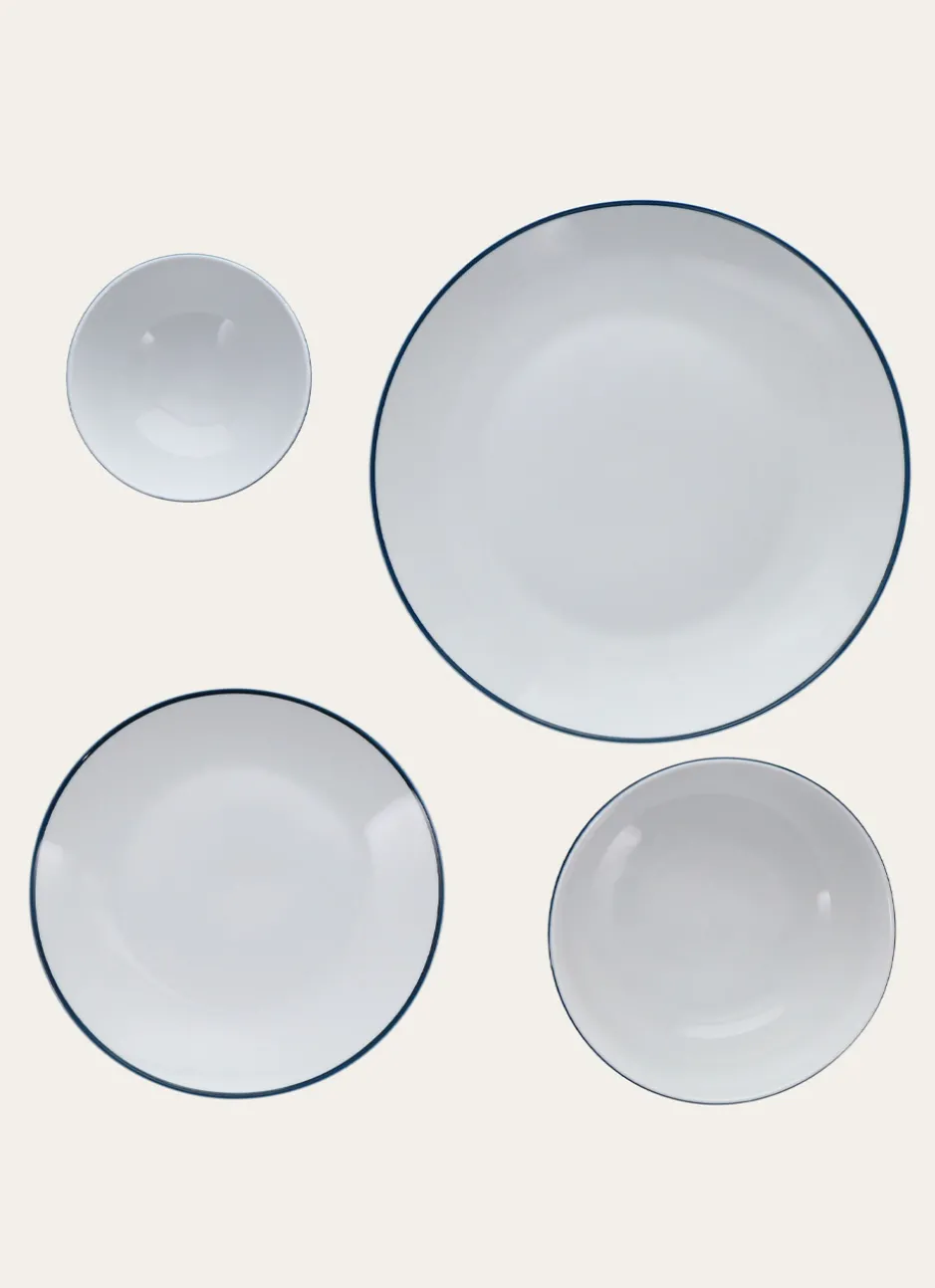 ASSIETTE DESSERT RAYURE TRANSAT BLANC / MARINE
