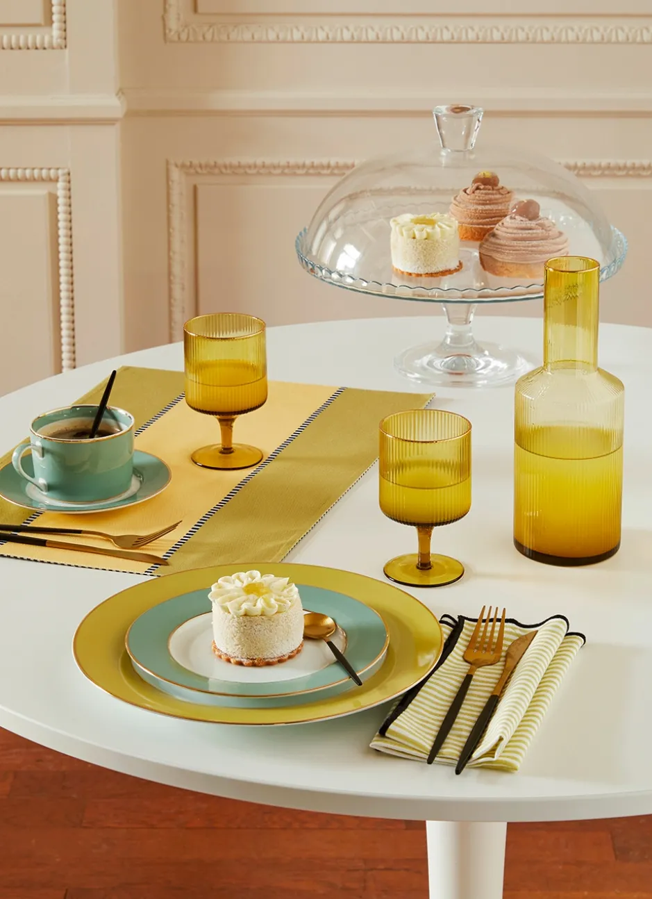 ASSIETTE PLATE EN PORCELAINE COLORÉE TILLEUL