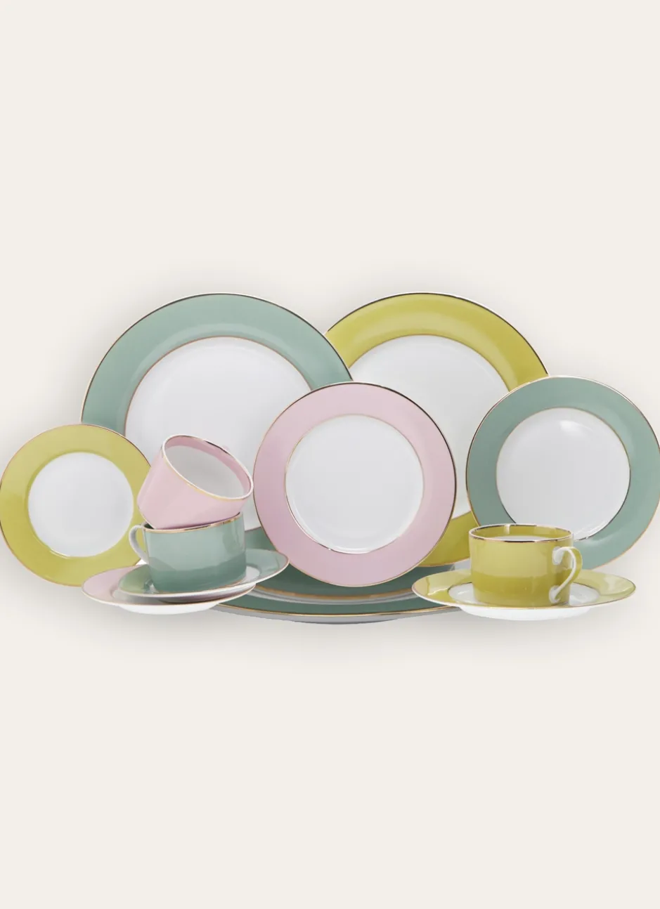 ASSIETTE PLATE EN PORCELAINE COLORÉE TILLEUL