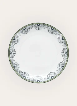 ASSIETTE PLATE EN PORCELAINE FLORE vert