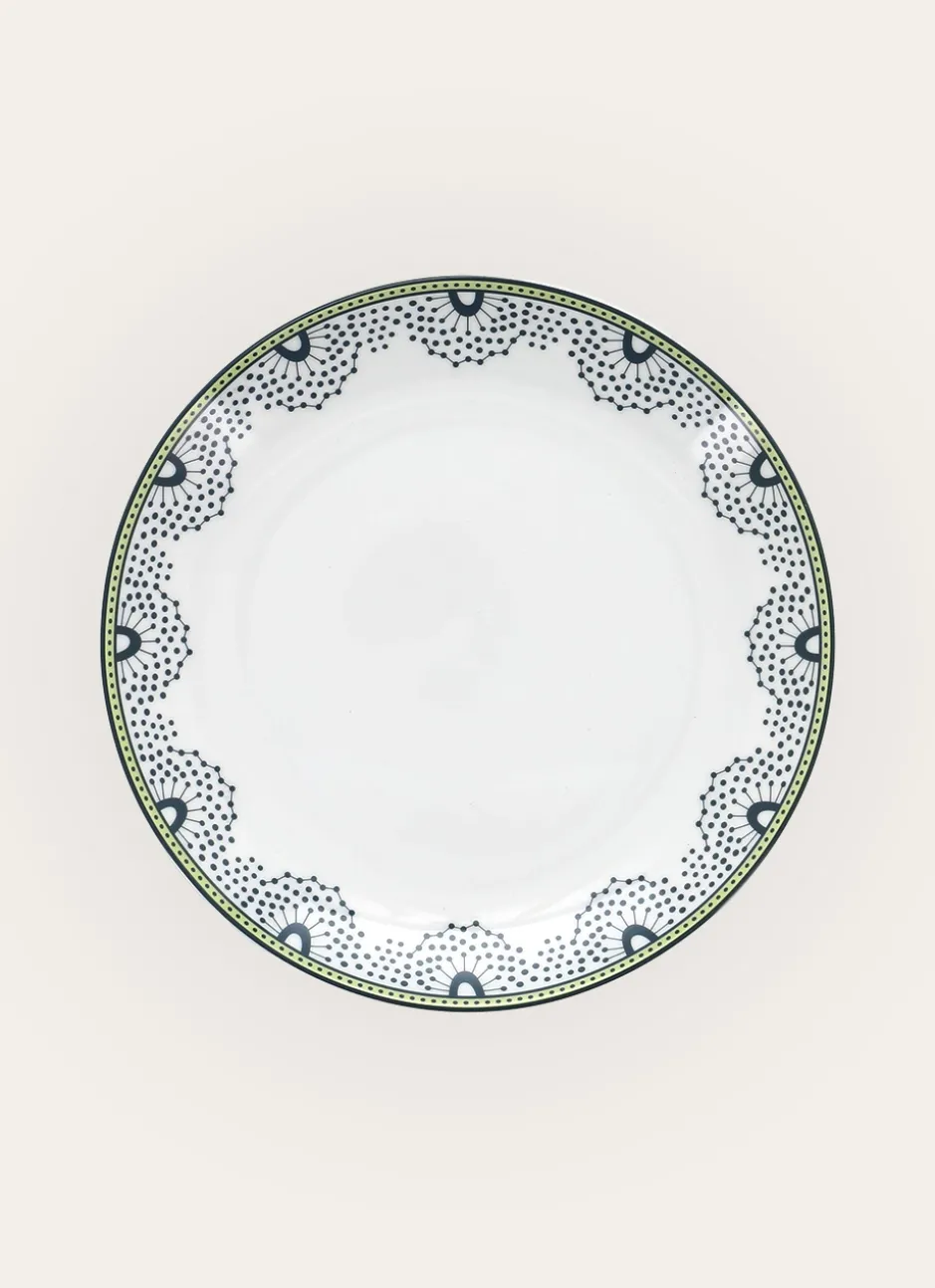ASSIETTE PLATE EN PORCELAINE FLORE vert
