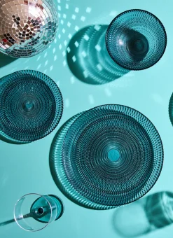 ASSIETTE PLATE EN VERRE BLEU NUAGE