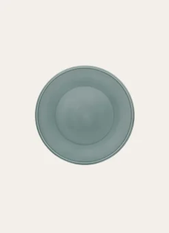 ASSIETTE PLATE UNIE EN FAÏENCE LICHEN