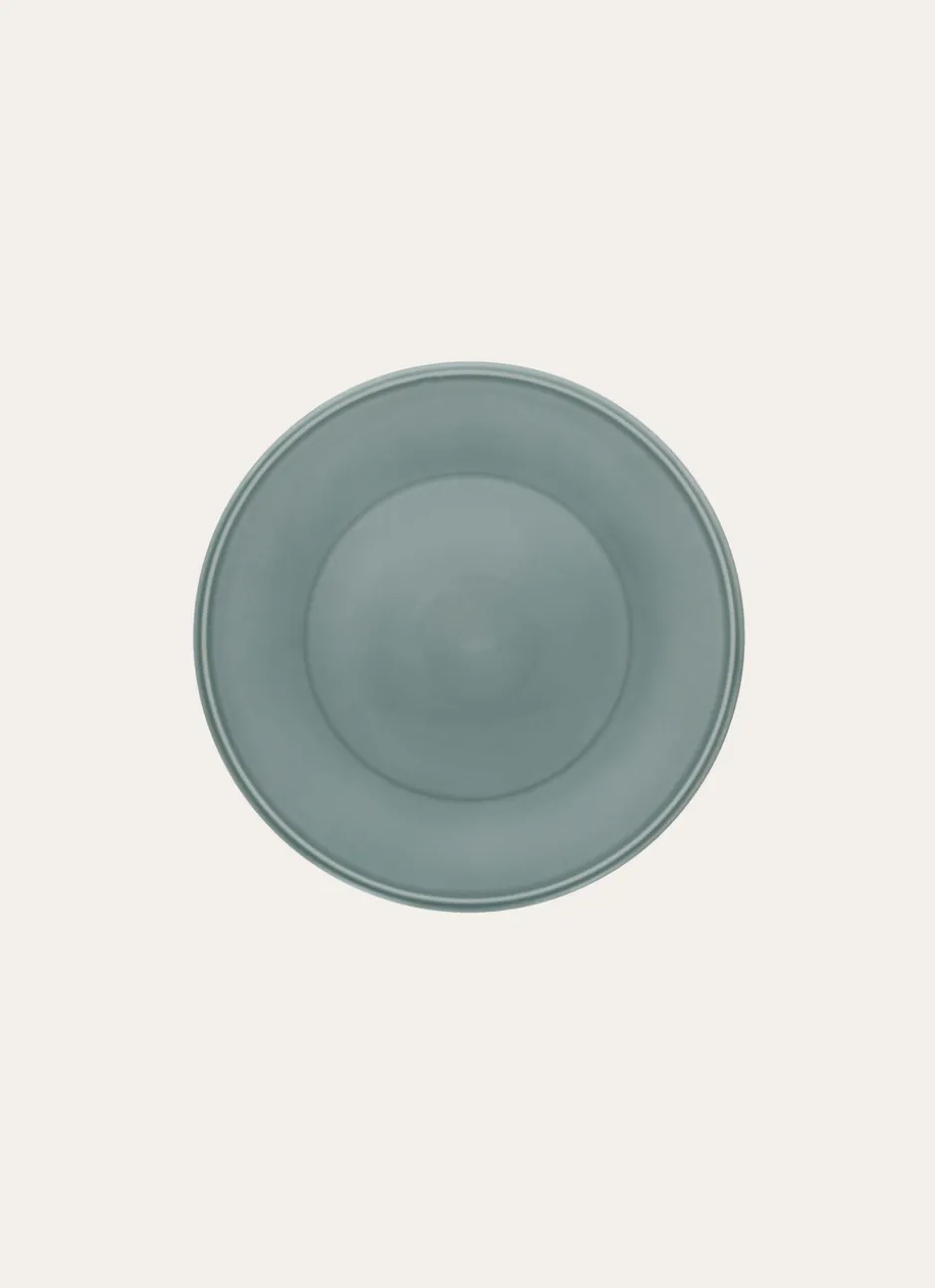 ASSIETTE PLATE UNIE EN FAÏENCE LICHEN