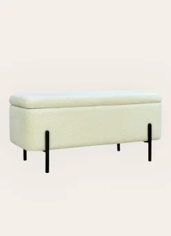 BANC COFFRE AVEC ESPACE DE RANGEMENT BLANC/PIEDS