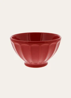 BOL CÔTELÉ EN FAÏENCE ROUGE