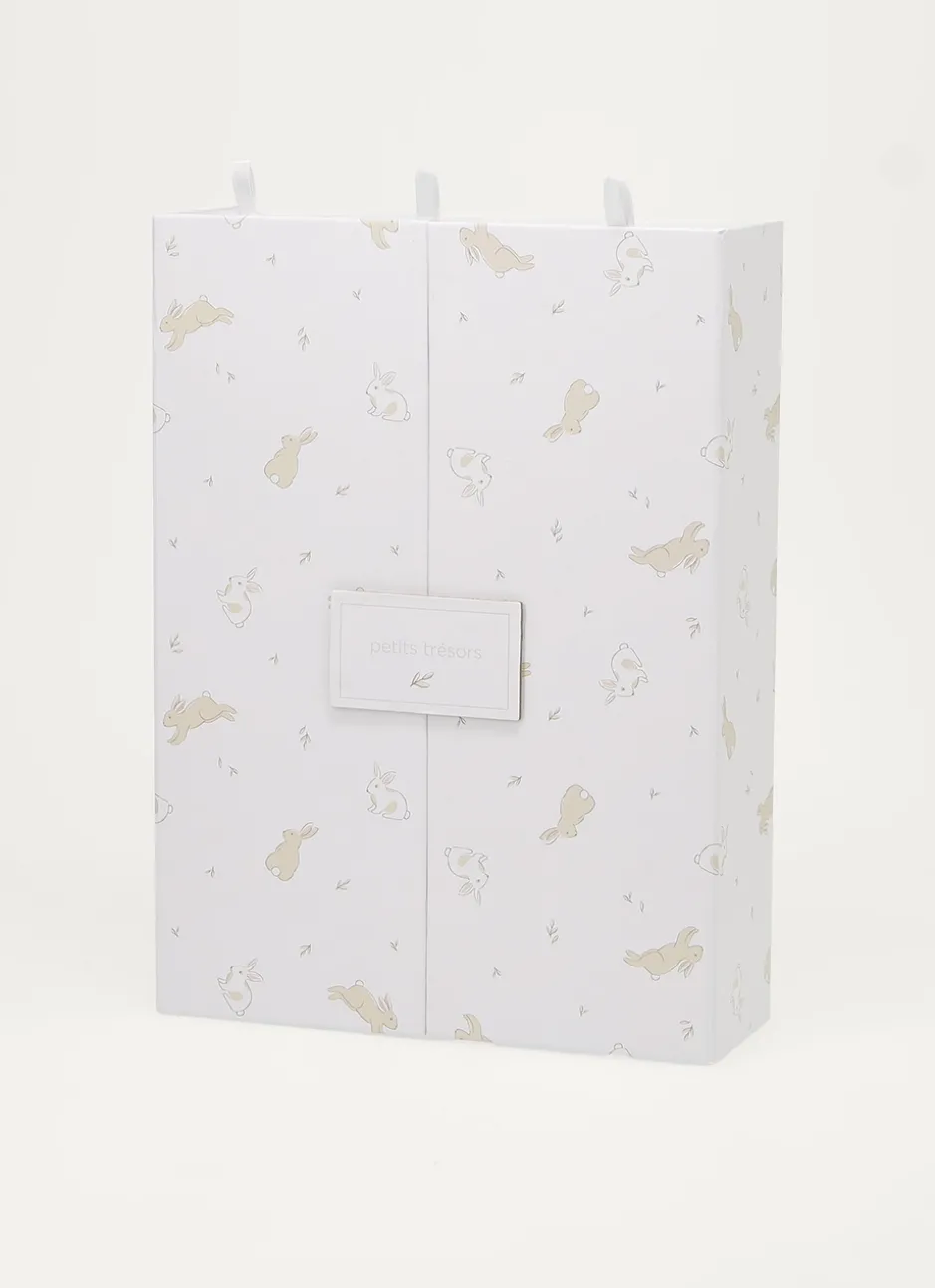 BOÎTE DE RANGEMENT MOTIF LAPINS ECRU