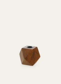 BOUGEOIR EN BOIS DE MANGUIER MULTI-FACETTES MARRON