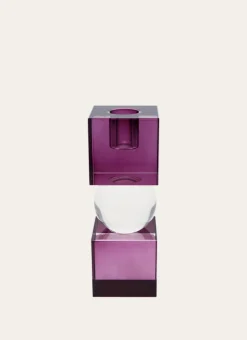 BOUGEOIR EN CRISTAL VIOLET/TRANSPARENT