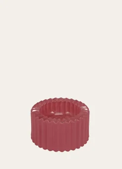 BOUGEOIR EN VERRE COLORÉ RÉVERSIBLE ROSE FONCE
