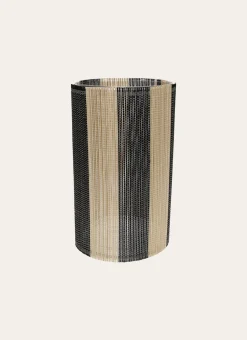 BOUGEOIR EN VERRE ET BAMBOU GRAND MODÈLE BOIS / NOIR