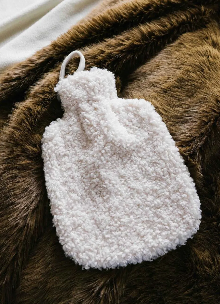 BOUILLOTTE EFFET FOURRURE MOUTON BLANC CASSÉ