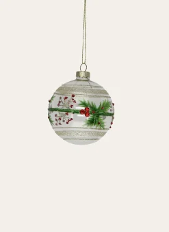 BOULE EN VERRE AVEC BAIES ET BRANCHES EN STRASS TRANSPARENT