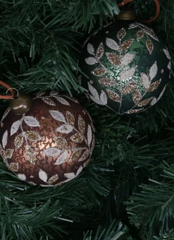 BOULE FEUILLES ET PAILLETTES (COLORIS ALÉATOIRE) VERT/BRUN