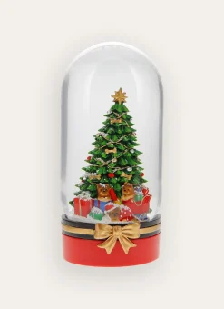 BOULE À NEIGE LUMINEUSE - SAPIN DÉCORÉ ET CHIENS ROUGE