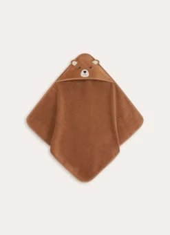 CAPE DE BAIN BÉBÉ EN VELOURS ÉPONGE OURSON MARRON
