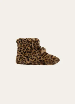 CHAUSSONS EN FAUSSE FOURRURE LÉOPARD