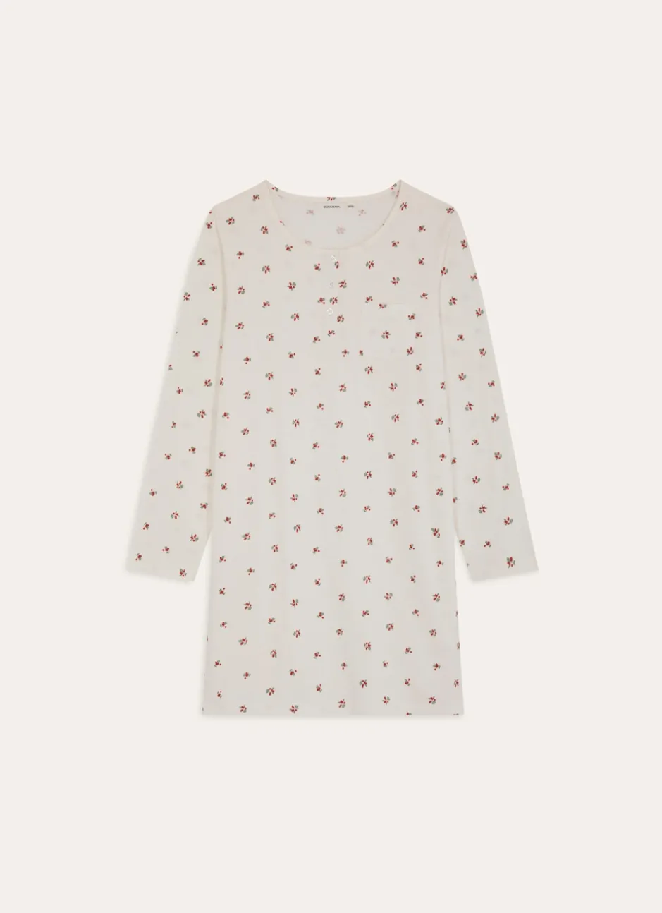 CHEMISE DE NUIT IMPRIMÉE CUTIE ECRU