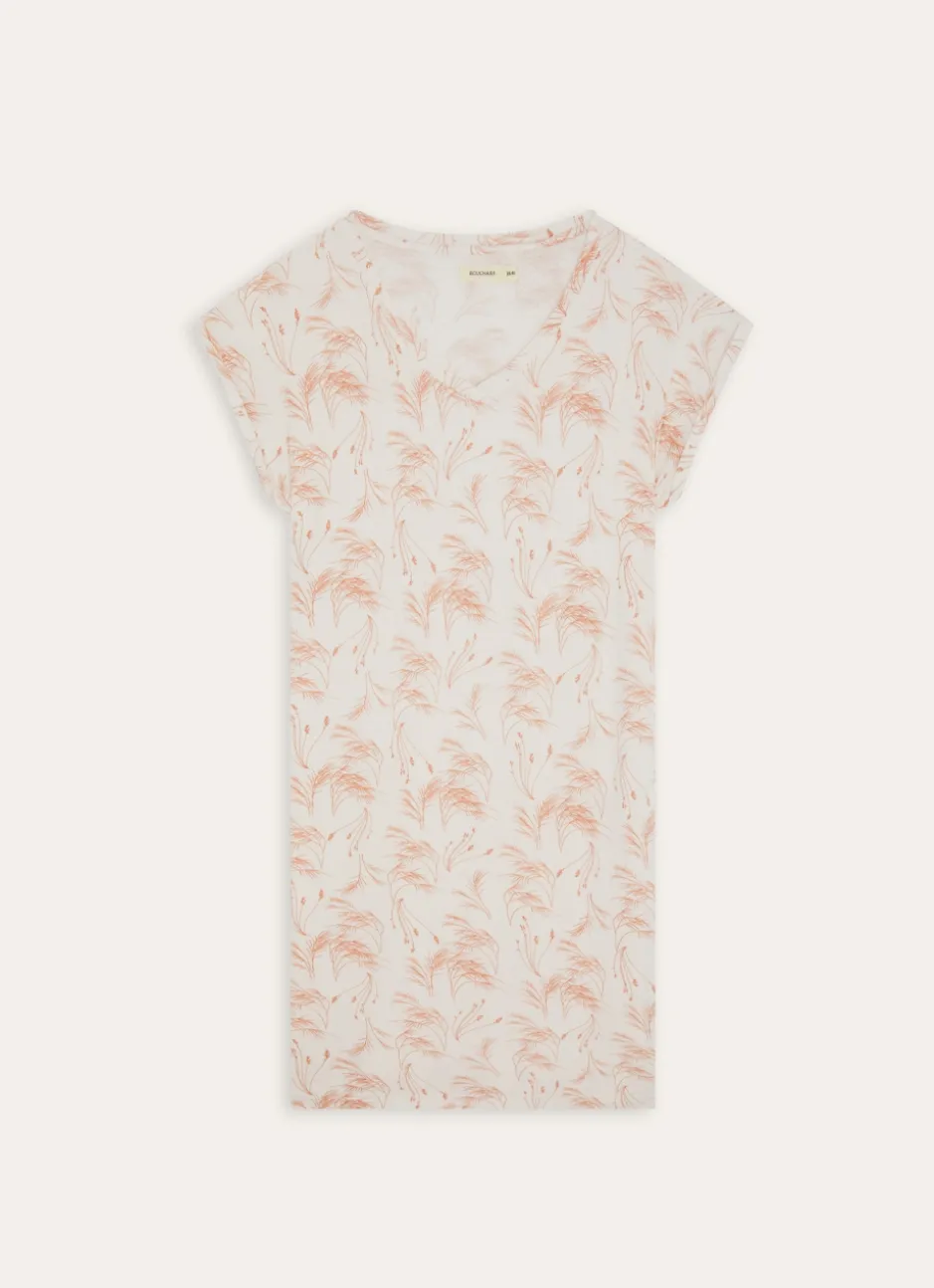 CHEMISE DE NUIT IMPRIMÉ VÉGÉTAL ROSE ROSE