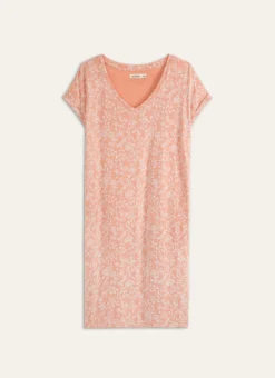 CHEMISE DE NUIT LONGUE ÉCRU IKAT CORAIL