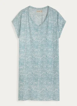 CHEMISE DE NUIT MANCHES COURTES IMPRIMÉ VAGUE BLEUE