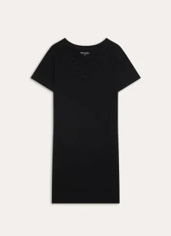 CHEMISE DE NUIT MANCHES COURTES DÉTAIL DENTELLE Noir