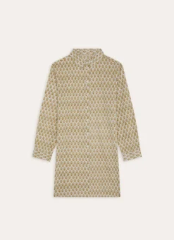 CHEMISE DE NUIT MANCHES LONGUES EN VOILE DE COTON ECRU