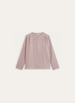 CHEMISE MANCHES LONGUES EN DOUBLE GAZE DE COTON LILAS