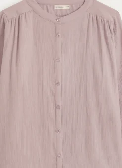 CHEMISE MANCHES LONGUES EN DOUBLE GAZE DE COTON LILAS