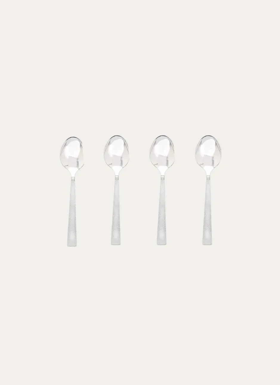 COFFRET DE 4 CUILLÈRES À CAFÉ CISELÉ BIJOU GRIS ARGENTÉ