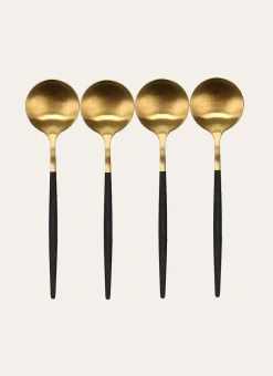 COFFRET DE 4 CUILLÈRES À CAFÉ SOVI NOIR DORE