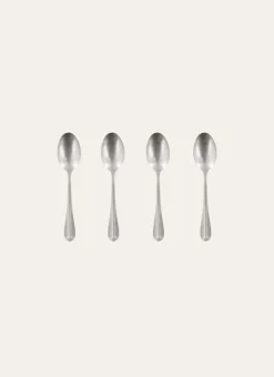 COFFRET DE 4 CUILLÈRES À SOUPE EN ACIER RÉTRO ARGENT