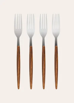 COFFRET DE 4 FOURCHETTES ARGENTÉ & BOIS