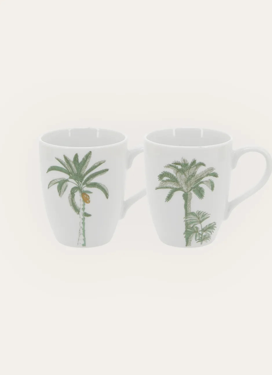 COFFRET 2 MUGS MOTIF VÉGÉTAL vert