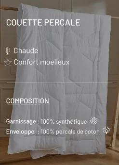 COUETTE CHAUDE EN PERCALE DE COTON - 350G BLANC