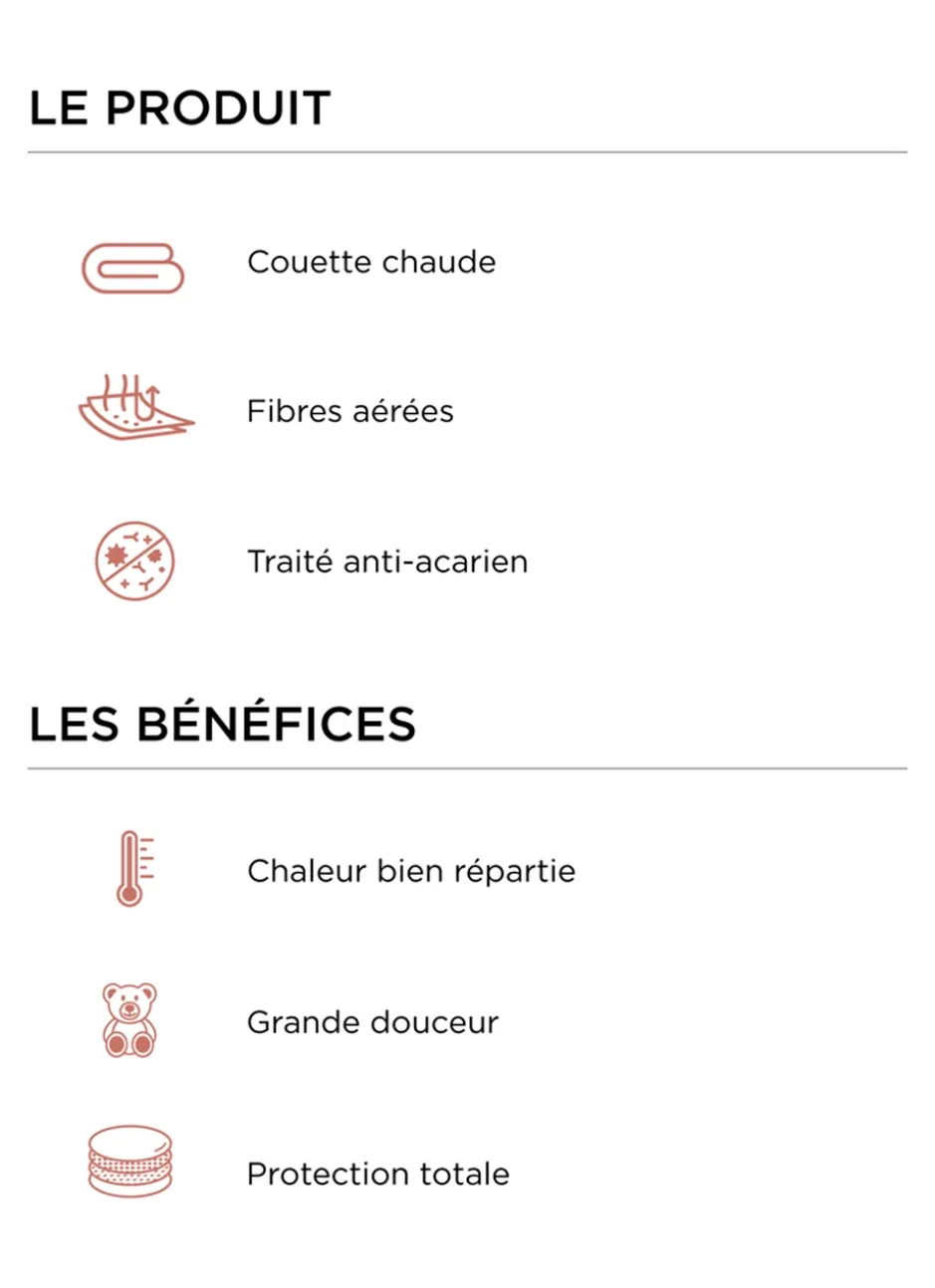 COUETTE DORMOFIL TRÈS CHAUDE EN PERCALE DE COTON ÉCRU