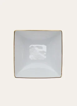 COUPELLE CARRÉE EN PORCELAINE AVEC LISERÉ DORÉ BLANC