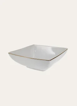 COUPELLE CARRÉE EN PORCELAINE AVEC LISERÉ DORÉ BLANC