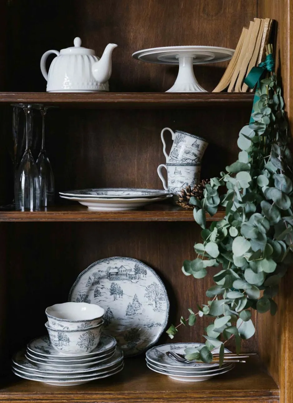 COUPELLE EN GRÈS MOTIF HIVERNAL SYLVAINE GRIS