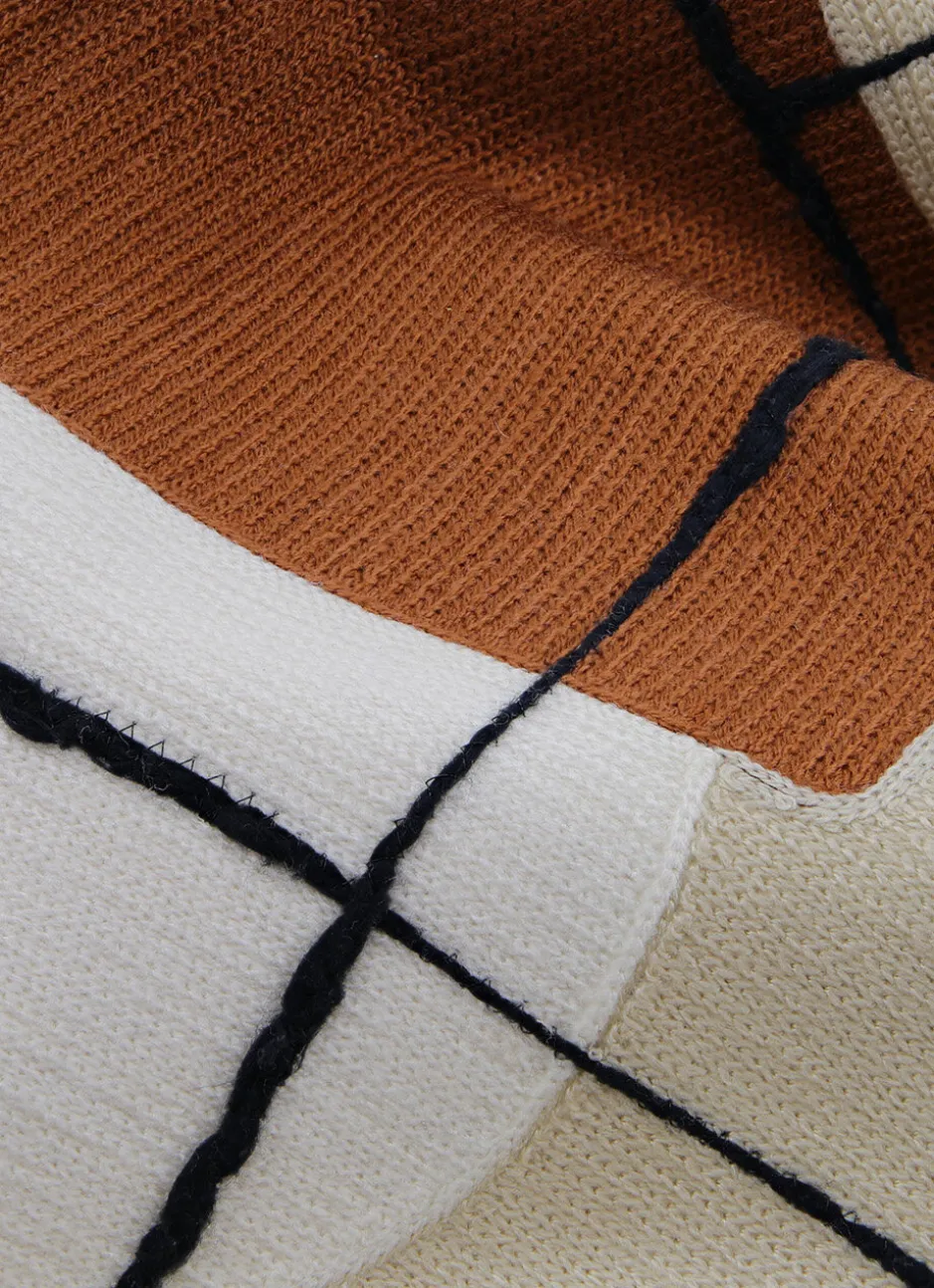 COUSSIN BRODERIES MOTIFS ABSTRAITS 45X45 CARAMEL